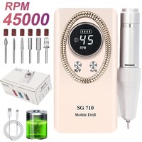Machine à ongles électrique professionnelle rechargeable 45000 tr/min, lime à ongles portable sans fil pour l'élimination des ongles en acrylique et en gel