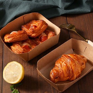 Kağıt tepsiler tek kullanımlık Kraft kağıt karton gıda tekne tepsi Fast Food Materiel Hotdog tatlı sert kutuları aperatifler kuşe kağıt KW 300g - Product Image 5