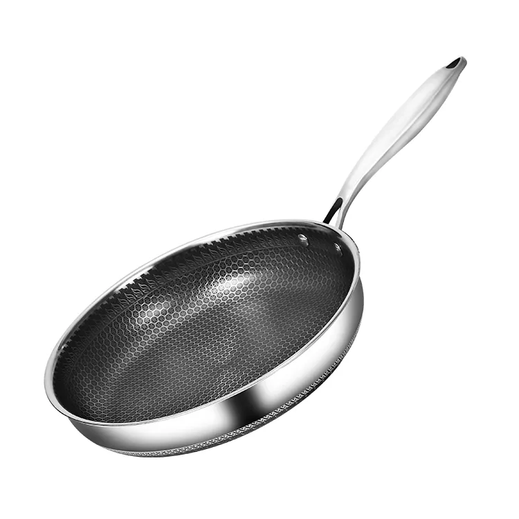 जर्मन स्वास्थ्यप्रद पर्यावरण पैन 3ply स्टेनलेस स्टील Cookware सेट Nonstick Cookware ब्रांडों 8 9 10 11 इंच छत्ते रोटी पकाने का तवा पैन