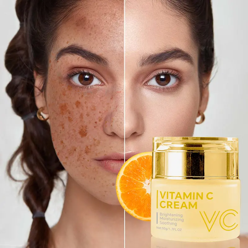 Meilleure vente de produits de soins pour la peau Lotion hydratante et apaisante pour le visage Crème végétalienne naturelle à la vitamine C pour éclaircir