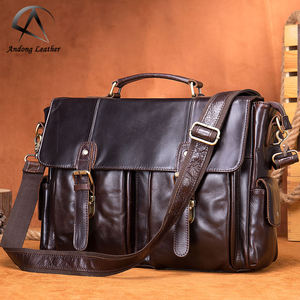 Sac à bandoulière en cuir de vache véritable Andong, grande capacité, sacs à main de luxe, sacoche pour ordinateur portable 14 pouces, sac de voyage, sac d'affaires - Product Image 1