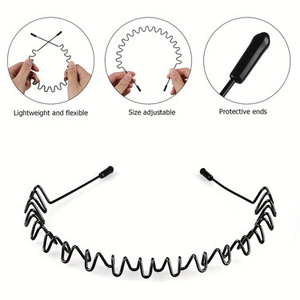 Custom Unisex Metal <strong>Wavy</strong> Elastic Simple Hair Hoop Non Slip Outdoor Sports <strong>Headbands</strong> - Product Image 6