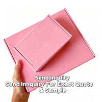 Boîte d'emballage cadeau pliable en carton ondulé rose pour e-commerce, avec logo personnalisé imprimé, recyclable, pour petites entreprises