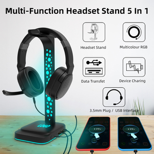 Neuer Arrival Gaming Headset-Halter mit 3 USB-Ladeans chl üssen und 2 Steckdosen, geeignet für Gamer Desktop-Tischs piel OEM ODM Ear phone Stand - Product Image 6