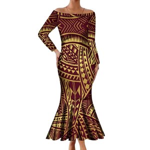 Abito da sera polinesiano a coda di pesce con stampa tribale taglie forti abito da donna nuovo stile a <span class=keywords><strong>maniche</strong></span> <span class=keywords><strong>lunghe</strong></span> - Product Image 2