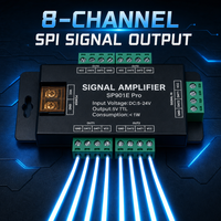Amplificateur de signal coloré SP901E Pro, DC5-24V, 8 canaux de sortie, cascade parallèle pour tous les contrôleurs LED RGBIC adressables