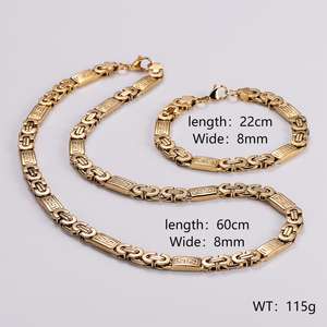 สร้อยจักรพรรดิลายกำแพงเป็นชิ้นใหญ่สร้อยข้อมือสแตนเลสชุดสร้อยคอเพทายประกอบด้วยเครื่องประดับหลัก - Product Image 2