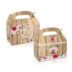 <span class=keywords><strong>OH</strong></span> BABY HEY Boîte de papier cadeau bonbon anniversaire fleur papillon rouge avec poignée Emballage imprimé personnalisé pour fournitures de fête de mariage - Product Image 4