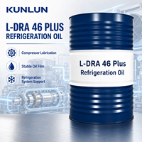 Huile de compresseur frigorifique KUNLUN L-DRA 46 Plus ISO VG 46 170 kg pour systèmes de refroidissement à l'ammoniac R717 et R12