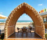 Pavillon de luxe de style voilier en PE, résistant à l'eau, au feu et à la neige, en acier thermolaqué, pour jardin, directement de l'usine