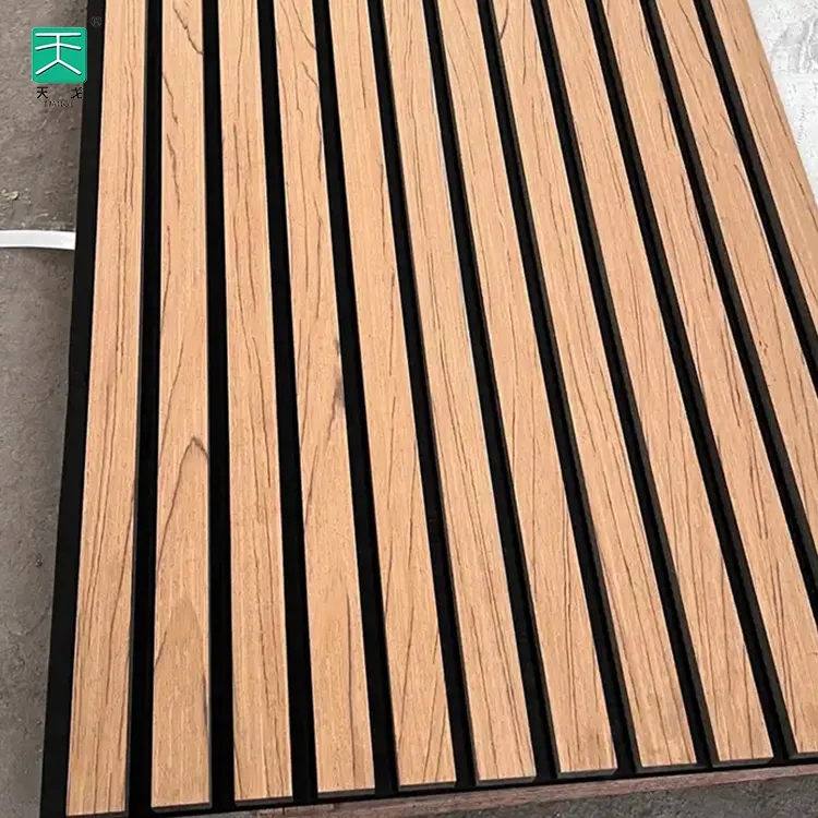 TianGe Akupanel lüks amerikan çıtalı meşe ses geçirmez yivli ahşap kaplama akustik paneller otel için