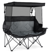 Chaise de camping double avec auvent d'ombrage Chaises de plage robustes pour 2 personnes Canapé de camping pour 2 personnes