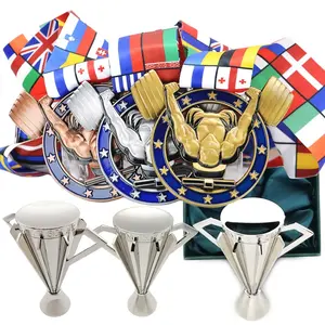 Medalla promocional de aleación de zinc Softball Tea kwondo, medallas y trofeos deportivos de Karate personalizados con cinta