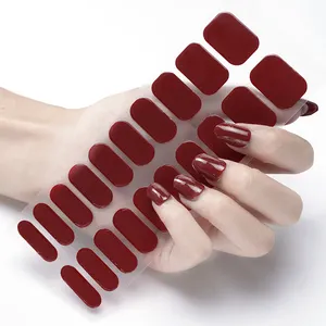 Pure Kleur Prachtige Mooie Nagelsticker Donkerrode Zelfklevende Best Verkopende Gel Nagelsticker Voor Sexy Nagel