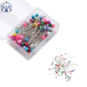 RTS 100 pièces <span class=keywords><strong>épingles</strong></span> à coudre broches droites tête ronde colorée perle Corsage - Product Image 1