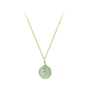 YSYH Fashion Jewelry 925 Silver Necklaces 18k Gold Plated with Peace Jade Pendant Necklace Accessories for Women