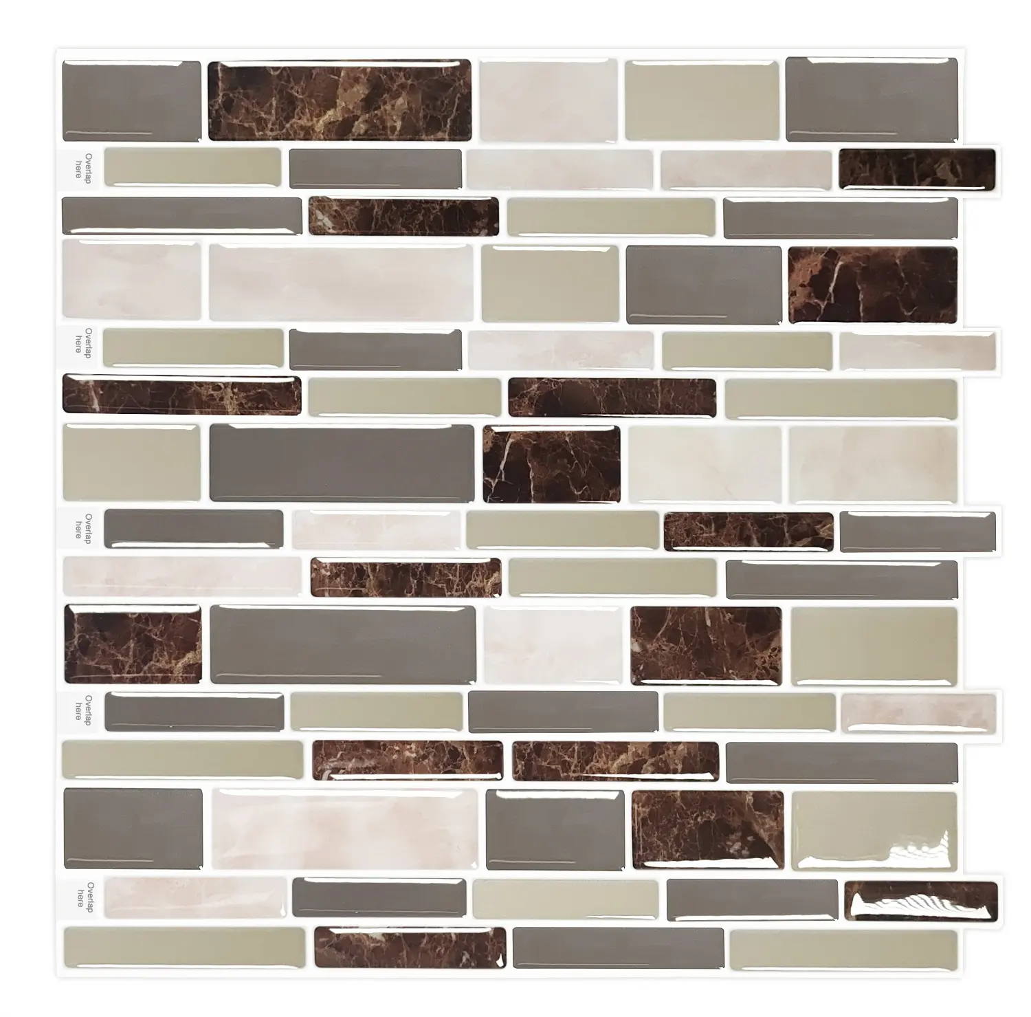 Kabuğu ve sopa Backsplash 12x12 inç 3D duvar paneli banyo mutfak Backsplash su ve yağ geçirmez