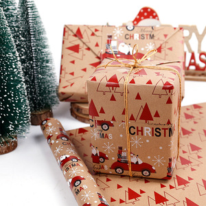 Christmas Gift Wrapping Paper Large Roll Double Sided Vintage Kraft Paper For Holiday Gift Packaging - Product Image 1
