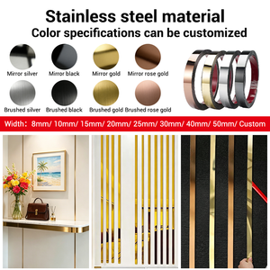 Bandes Décoratives Autocollantes Effet Miroir Or en Acier Inoxydable 201 <span class=keywords><strong>pour</strong></span> Fond Mural et Cadre – Stock Disponible - Product Image 6