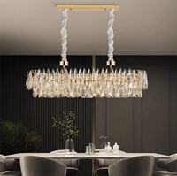 Luminaire suspendu décoratif pour restaurant, hauteur réglable, 2 niveaux, en cristal, pour table à manger