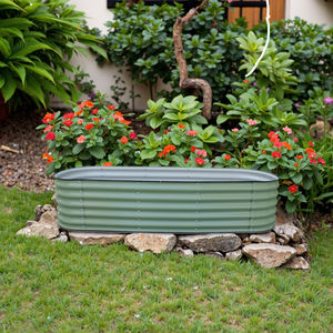 Lit de jardin carré en métal enduit de PE double face, moderne et écologique, vert olive, boîte de plantation pour fleurs à la maison - Product Image 4