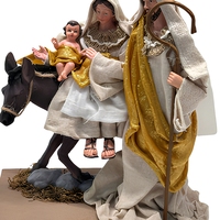 Crèche de Noël Sainte Famille en résine, figurine décorative avec robes en tissu, décoration religieuse d'intérieur pour table, cadeau de Noël pour la maison