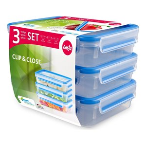 Ensemble de 3 récipients alimentaires de 1,2 L avec couvercle hermétique bleu transparent, compatibles micro-ondes, lave-vaisselle, réfrigérateur et congélateur - Product Image 2