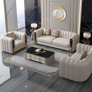 Wohnlandschaft aus Echtleder im italienischen Stil, modernes Luxus-Sofa-Set für das Wohnzimmer - Product Image 1