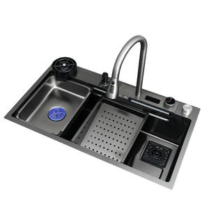 Large Single Bowl Kitchen Sink <b>Scratch</b> Resistant Embossed 304 Stainless Steel Sink With Pull Out Faucet Thickened - Product Image 5