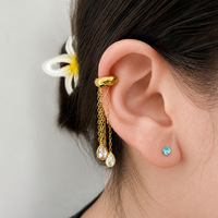Pendientes de borla tipo ear cuff sin perforación para mujer, joyería antideslustre al por mayor, accesorio de moda para uso diario para mujer al por mayor