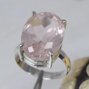 <b>Rose</b> <b>Quartz</b> Silver <b>Ring</b> Elegant Sparkling <b>Ring</b> | Timeless Gift for Her. - Product Image 1