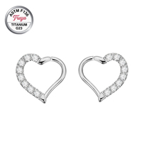 Nouveau design 16G en Titane ASTMF136 G23 pour Piercings d'oreille (Hélix, Tragus, Rook) et Anneaux de nez, avec Boucles d'oreilles Cœur, Bijoux de corps tendance