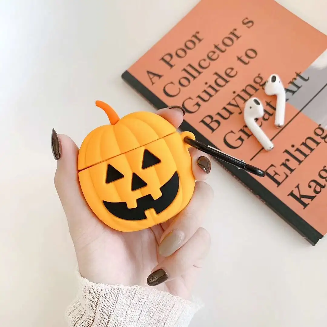 Halloween Kürbis für Airpods Pro Wireless Lade koffer Lustige Cartoon 3D Silikon Luxus benutzer definierte Großhandel Kopfhörer Abdeckung