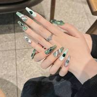 Faux ongles gothiques tendance à presser avec colle, couverture complète, petites commandes acceptées