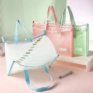 Wholesale Multi Layer Transparent PVC <b>File</b> Bag Student Test <b>Paper</b> Waterproof Document Pouch Snap Button Expanding - Product Image 3