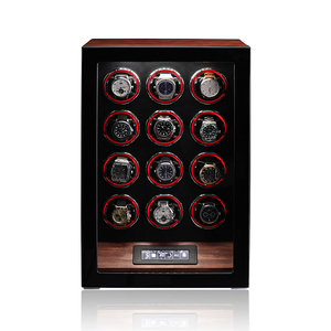 Eduin Wholesale Custom Luxury Transparent 12 <strong>Rotating</strong> <strong>case</strong> High End Quality Wood <strong>Display</strong> Stand Cabinet <strong>Watch</strong> Winder Box - Product Image 2