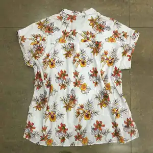 Stock Lot Garments Women's Blouses ladies fashion casual summer short sleeve shirt camisetas de mujer