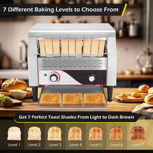 เครื่องปิ้งขนมปังแบบสายพานสแตนเลสสำหรับเชิงพาณิชย์ 450 แผ่น เครื่องปิ้งแซนวิช อุปกรณ์ครัวร้านอาหาร ผู้ผลิต - Product Image 6