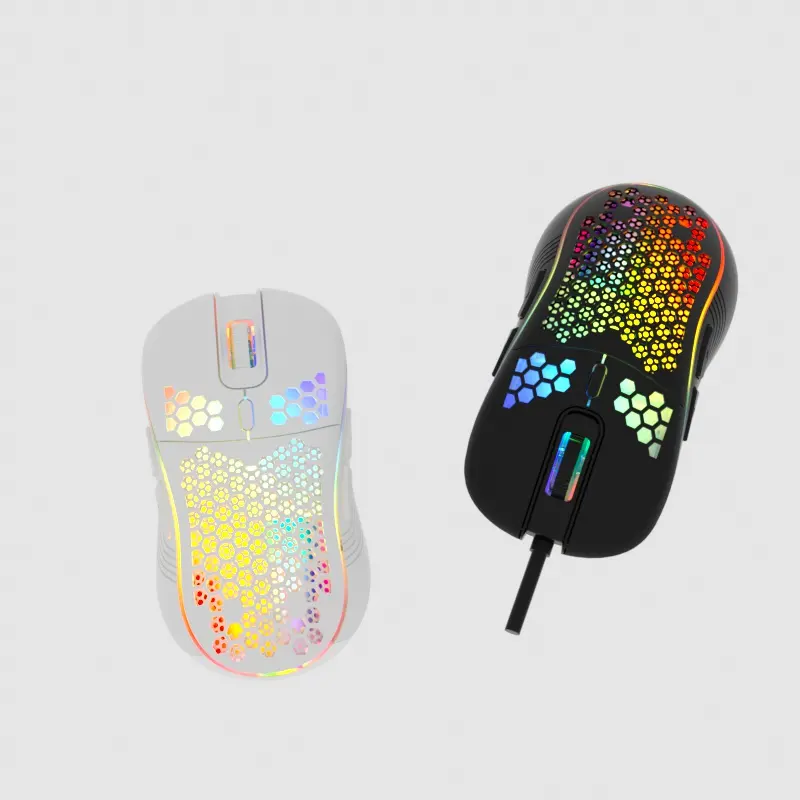 7200 DPI Honeycomb RGB Lights Wired Mechanical Mouse Wireless Gaming Mouse