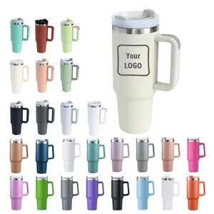 Customize 40oz travels car metal cup stainless steel insulated beer coffee mug powder coated 40 oz tumblers with handle