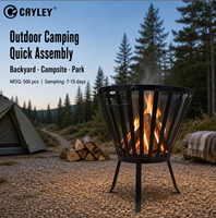 Brasero extérieur hexagonal, chauffage à bois à toit à plusieurs niveaux pour le camping hivernal et la terrasse