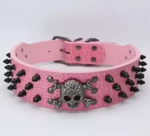 Hochwertige PU-Leder Hunde halsband Leine Weiche Luxus dekorative Niet Halloween-Druck Modisches Zubehör für Ihre Pelz - Product Image 2
