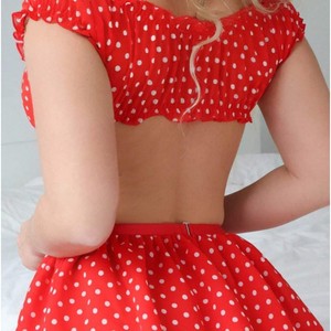 Ensemble Deux Pièces <span class=keywords><strong>Lingerie</strong></span> <span class=keywords><strong>Sexy</strong></span> à Pois Épaules Dénudées Type Jupon, en Stock Usine, Vente en Gros - Product Image 5