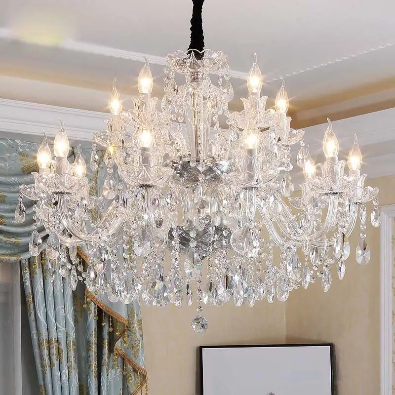 Luxus moderne Goldglas K9 Kristall Kronleuchter Innen Wohnzimmer hängende Beleuchtung für Hotel Schlafzimmer Pendel leuchten Kronleuchter