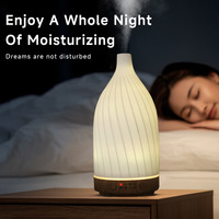 Diffuseur d'aromathérapie en céramique, humidificateur ultrasonique silencieux pour la maison, minuterie, éclairage ambiant 7 couleurs, huile essentielle