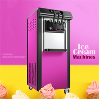 Nouvelle machine à crème glacée molle en acier inoxydable pour usage commercial avec congélation automatique continue pour les boulangeries, les restaurants, les cafés