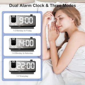 Projector <b>Mirror</b> Digital Desk Clock Reloj Digital Table Alarm Clock With Temperature Date Digital LED Projection Alarm Clock - Product Image 5