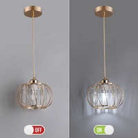 Lustre Suspendu Moderne de Style Or Français avec Abat-jour en Verre à Bandes pour Îlot de Cuisine, Chevet, Douille E27 E26