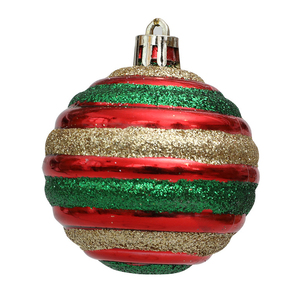 Ornement de Noël suspendu en plastique de haute qualité de 6 cm, nouveau modèle tendance, décorations circulaires rouges, vertes et dorées pour les fêtes - Product Image 1