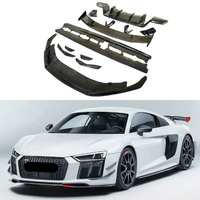 Kit carrosserie en fibre de carbone style P amélioré pour Audi R8 16-18, comprenant lèvre de pare-chocs avant, diffuseur arrière, jupes latérales et aileron arrière